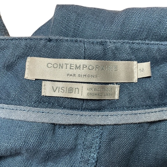 CONTEMPORAINE par SIMONS 100% Organic Linen Wide Leg Cropped Pants w/ Belt Sz 14 - Picture 4 of 9